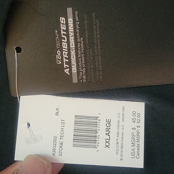 NWT Men's Black "Volcom V-Co-Tech Long Sleeve T-Shirt. Various sizes - Picture 5 of 5